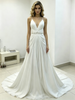 White Chiffon Pleats Straps Wedding Dress