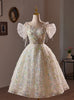 White Tulle Sequins Short Sleeve Homecoming Dress