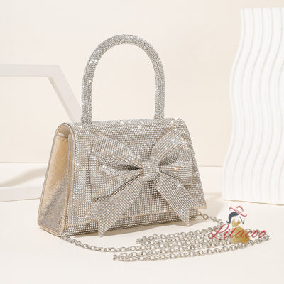 Women Full Rhinestone Bow Handbag