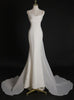White Mermaid Straps Backless Pearls Wedding Dress