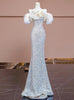 Champagne Mermaid Sequins Prom Dress