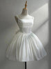 White Satin Straps Short Wedding Dress