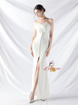 Mermaid Strapless Pleats Split Prom Dress