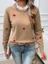 Leisure Embroidery Love Long Sleeve Sweater