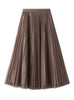 Metal Buckle Pleated Yarn Skirt