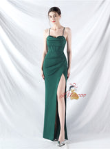 Mermaid Spaghetti Straps Pleats Prom Dress