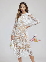 Water-soluble Lace Long Sleeve Heavy Industry Two-piece Suit