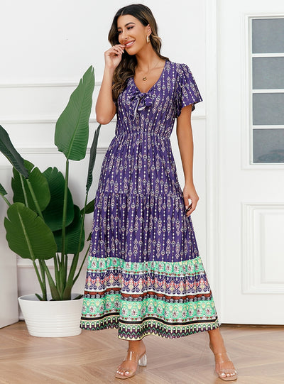 Summer Bohemian Retro Printed Beach Dress