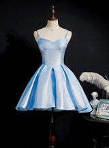 Blue Spaghetti Straps Homecoming Dress