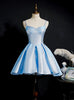 Blue Spaghetti Straps Homecoming Dress
