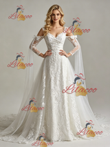 White Tulle Lace Appliques Straps Wedding Dress