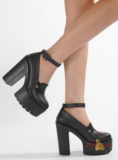 Buckle Thick Heels and Thick Soles Shoes