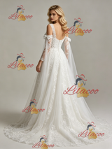 White Tulle Lace Appliques Straps Wedding Dress