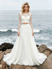 White Lace Two Piece Long Sleeve Wedding Dress