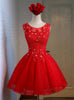 Red Lace Beading Homecoming Dress