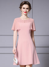 Pink Scoop Neck Beading Mother Of The Bride Dress
