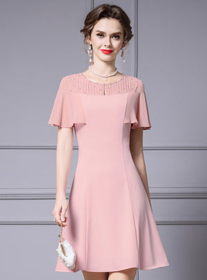 Pink Scoop Neck Beading Mother Of The Bride Dress
