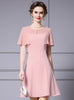 Pink Scoop Neck Beading Mother Of The Bride Dress