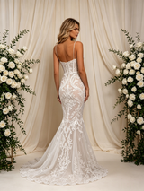 White Mermaid Lace Straps Wedding Dress