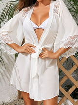 Chiffon Lace Stitching Perspective Nightgown