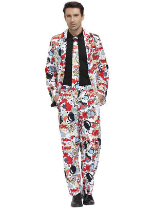 Men's Holiday Printed Craze Suit Clown Costume