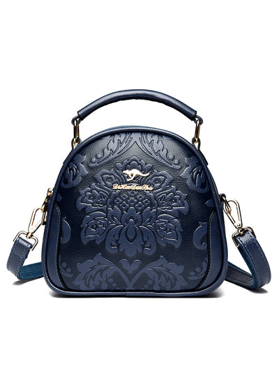 Round Bag Embossed Shoulder Slung Handbag