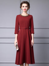 Burgundy Short Sleeve Mother Of The Bride Dress