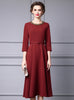Burgundy Short Sleeve Mother Of The Bride Dress