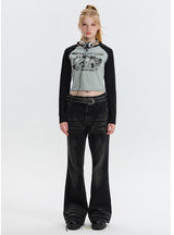 Long Sleeve Retro Contrast T-Shirt