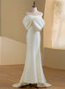 Ivory Satin Off the Shoulder Wedding Dress