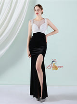 Mermaid Velvet Beading Split Prom Dress