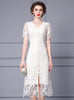 V-neck Lace Short Sleeve Mother Of The Bride Dress