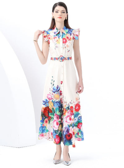 Retro Palace Printed Long Dress