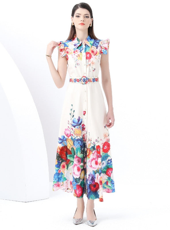 Retro Palace Printed Long Dress