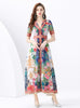 Short-sleeved Printed Long Dress