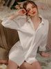 Shirt Style Lapel Backless Bow Nightdress