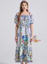 Printed Loose Short Sleeve Dress
