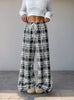 Elastic Black and White Plaid Pant