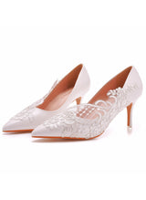 Pointed Shoes Lace Pointed Wedding Shoes