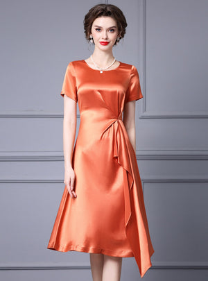 Orange Short Sleeve Mother Of The Bride Dress