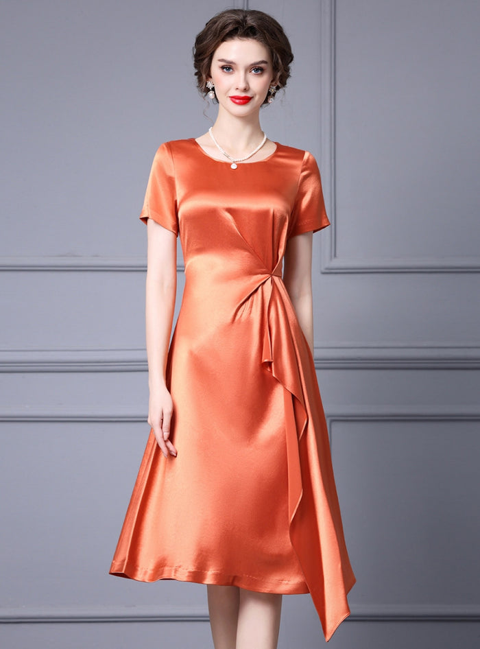 Orange Short Sleeve Mother Of The Bride Dress
