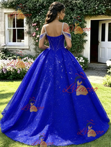Royal Blue Tulle Sequins Beading Quinceanera Dress