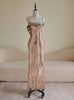 Champagne Sequins Spaghetti Straps Prom Dress