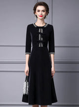 Black Velvet Short Sleeve Mother Of The Bride Dress