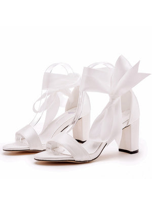 7 cm Thick Satin Bridal Sandals
