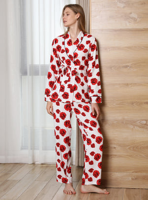 Printed Long-sleeved Pajamas Set