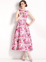 Retro Printed Slim Sleeveless Dress