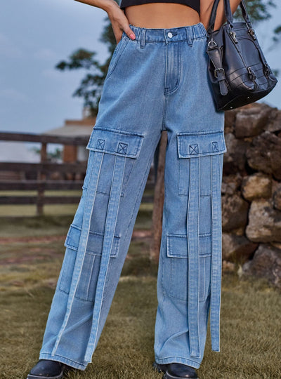 Women Retro Ribbon Casual Jeans