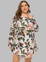 Printed Loose Casual Long Sleeve Shirt Dress