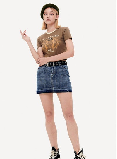 Retro Contrast Short Short Sleeve T-shirt